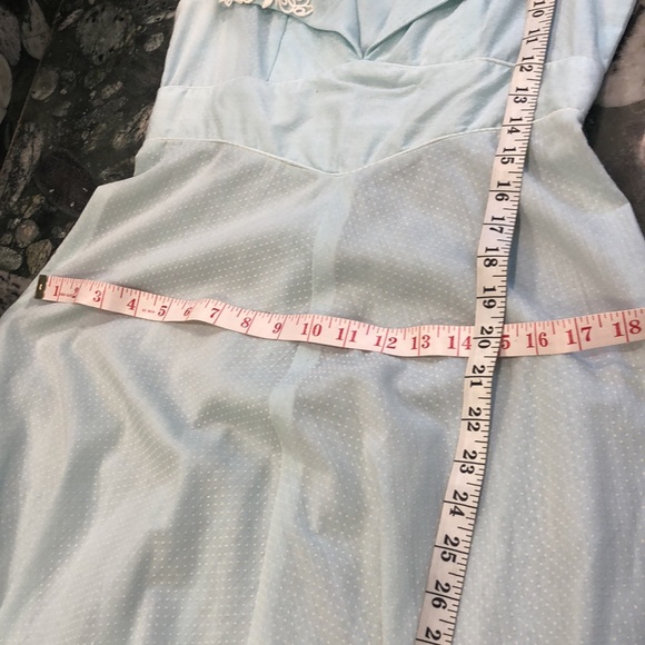 Vintage Ms Rita California Fit & Flare Wide Collar Lace Blue Dress Size S - Picture 15 of 16